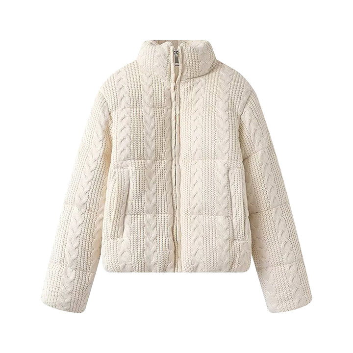 Damen nan gesteppte Strickoptik-Steppjacke mit Zopfmuster, Stehkragen und Eingrifftaschen Echo Archiv