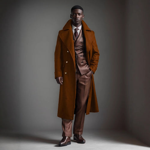Herren eleganter Langmantel mit doppelter Knopfreihe und hochwertigen Details Echoarchiv