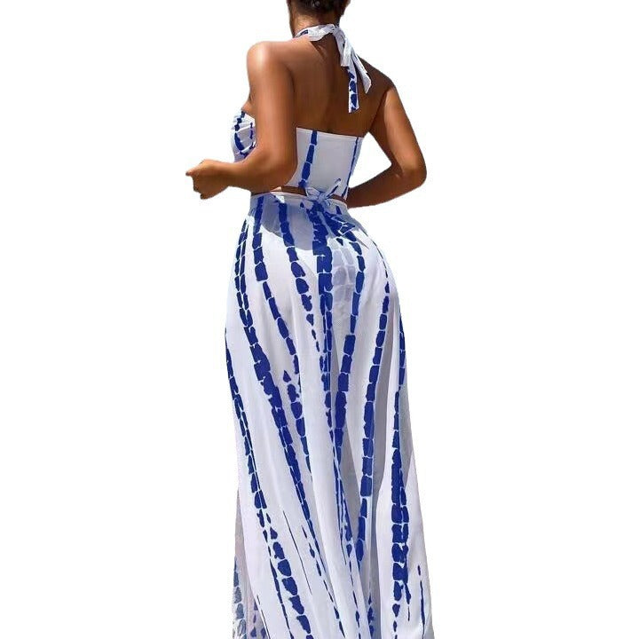 Damen Luftiges Strandkleid mit tiefem Ausschnitt und seitlichem Schlitz Echo Archiv