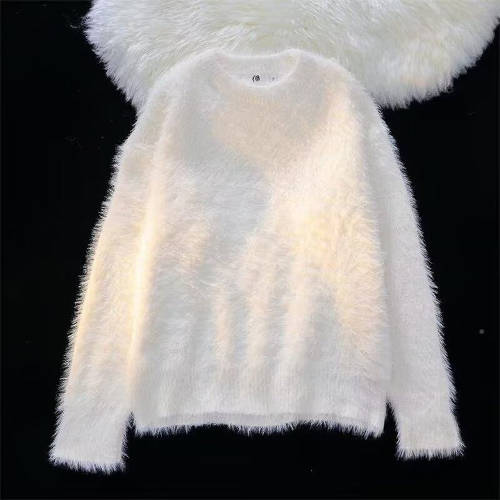 Damen Weicher Grobstrickpullover mit Rundhalsausschnitt Echoarchiv