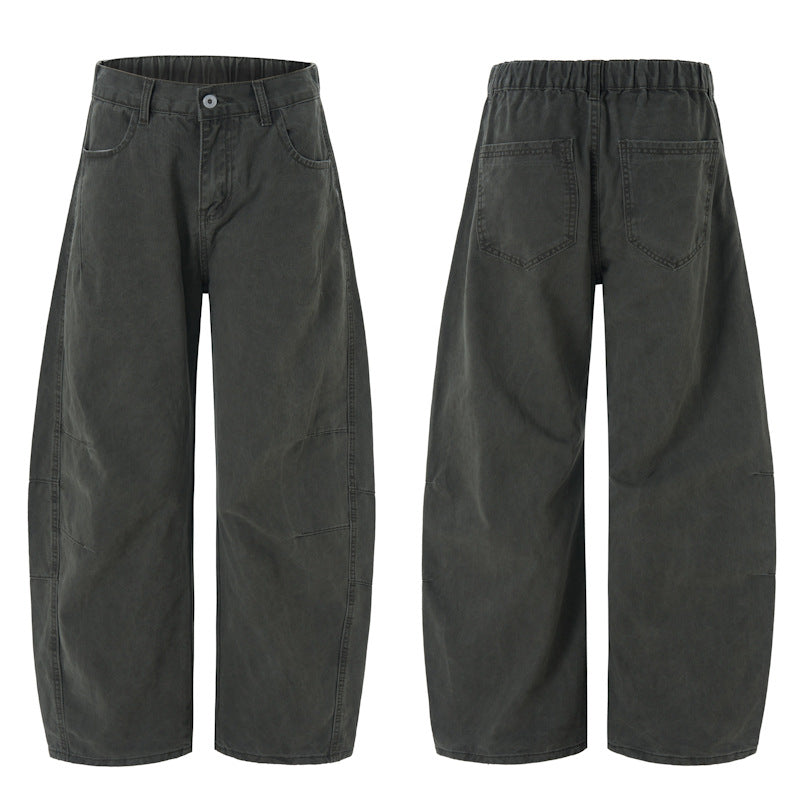 Damen Weite hochtaillierte Canvas-Hose mit elastischem Rückbund und Utility-Nähten Echo Archiv