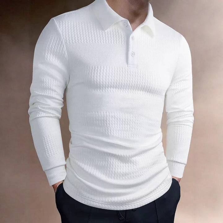 Herren nan tailliertes Waffelstrick-Poloshirt mit klassischem Polokragen Echo Archiv
