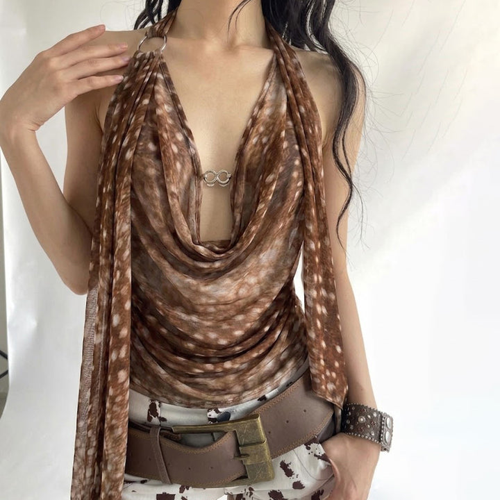 Damen stilvolle Halbtransparente Bluse mit Rüschendetails Echo Archiv
