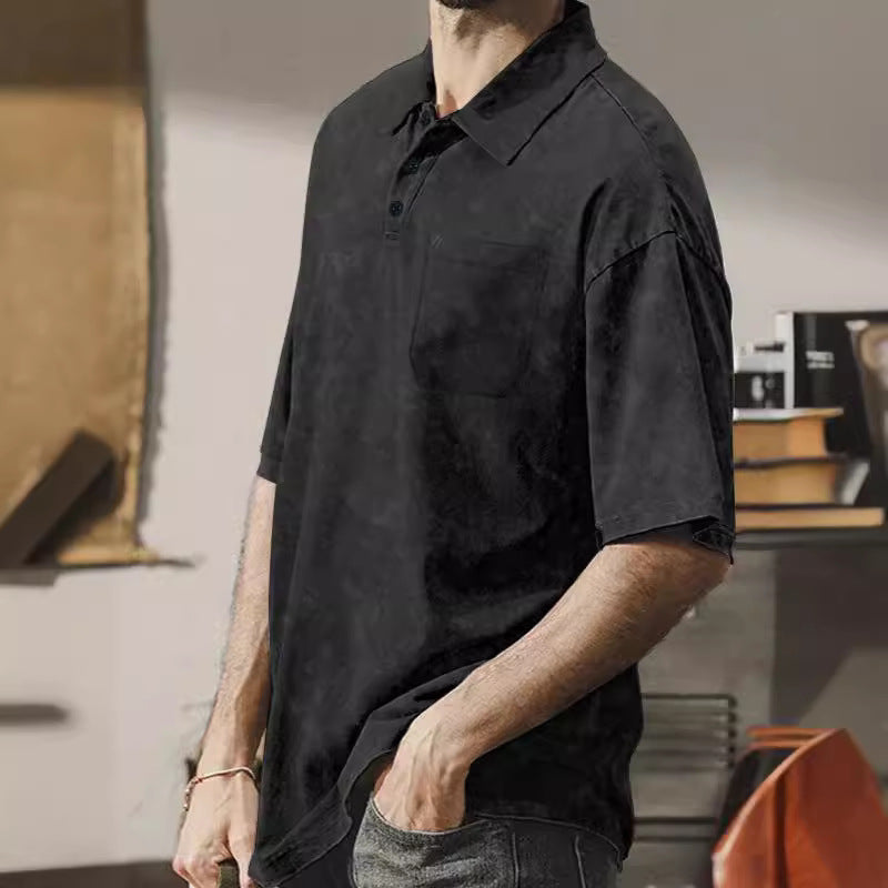 Herren lässiges Kurzarmhemd mit praktischer Brusttasche und softer Textur Echoarchiv