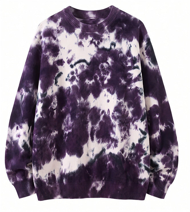 Herren Oversized Batik-Pullover mit Rundhalsausschnitt und Rippbündchen Echoarchiv