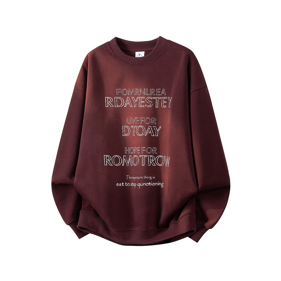 Damen Oversize-Sweatshirt mit gesticktem Schriftzug, abgerundetem Saum & überschnittener Schulter Echoarchiv