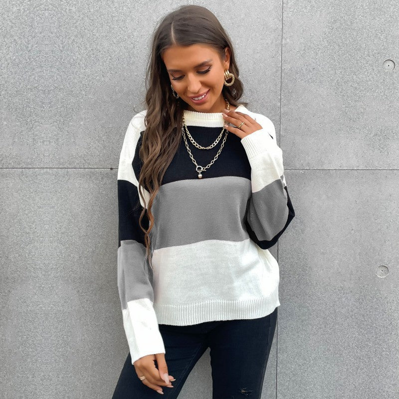 Damen Lässiger Strickpullover mit Farbblock-Design Echo Archiv