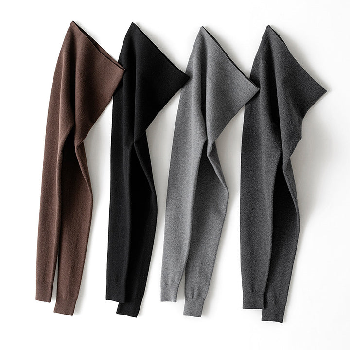 Damen Thermo-Feinstrick-Leggings mit hoher Taille und geripptem Knöchelabschluss Echoarchiv