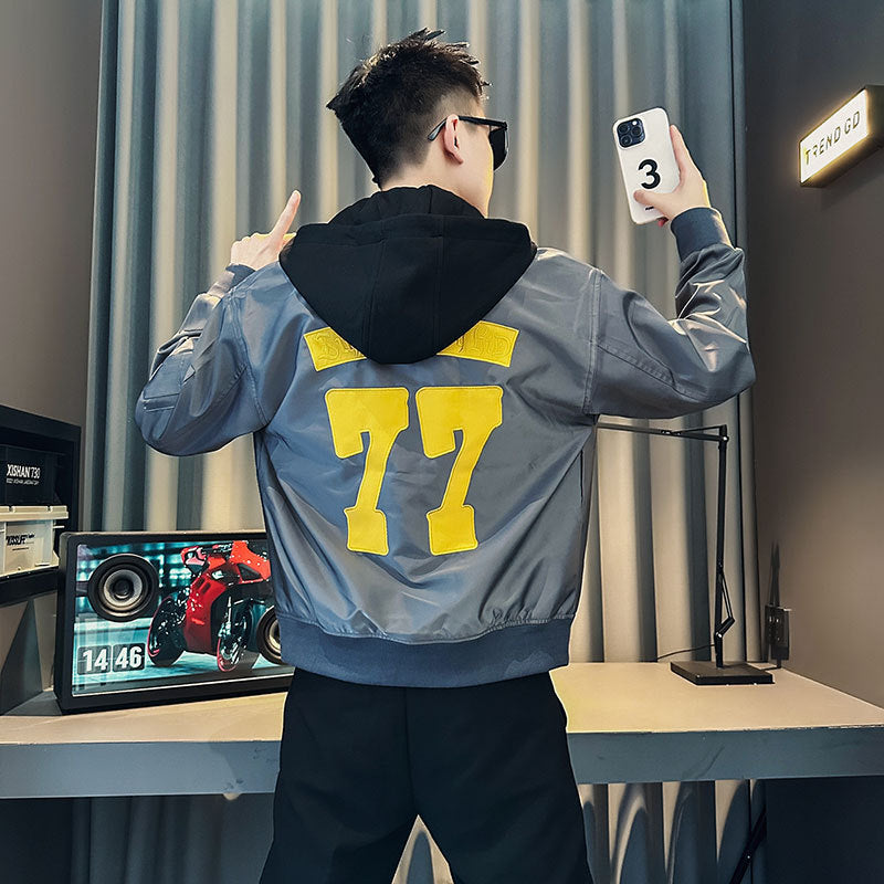 Herren Modische Kapuzenjacke mit buntem Druck Echoarchiv