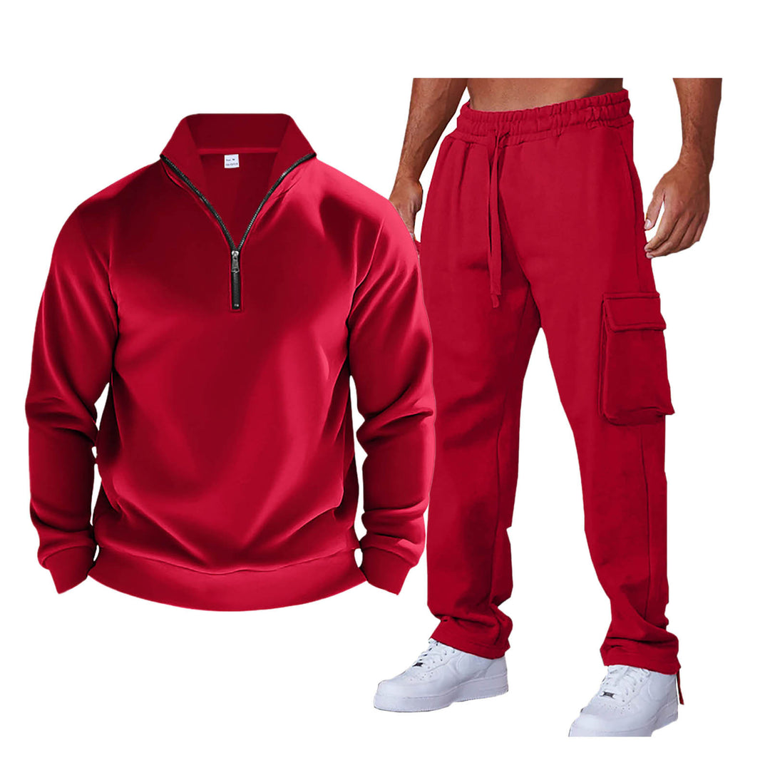 Herren lässiger Fleece-Pullover mit hohem Kragen und Funktionstaschen Echoarchiv