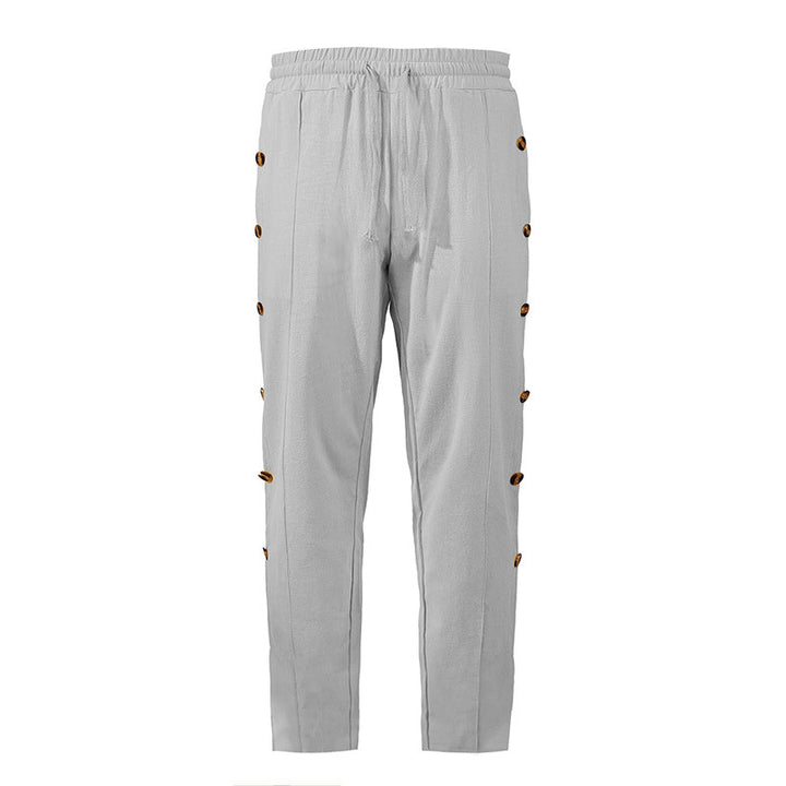 Herren Relaxed-Fit Freizeithose mit seitlichen Zierknopfleisten, elastischem Bund und Kordelzug Echoarchiv