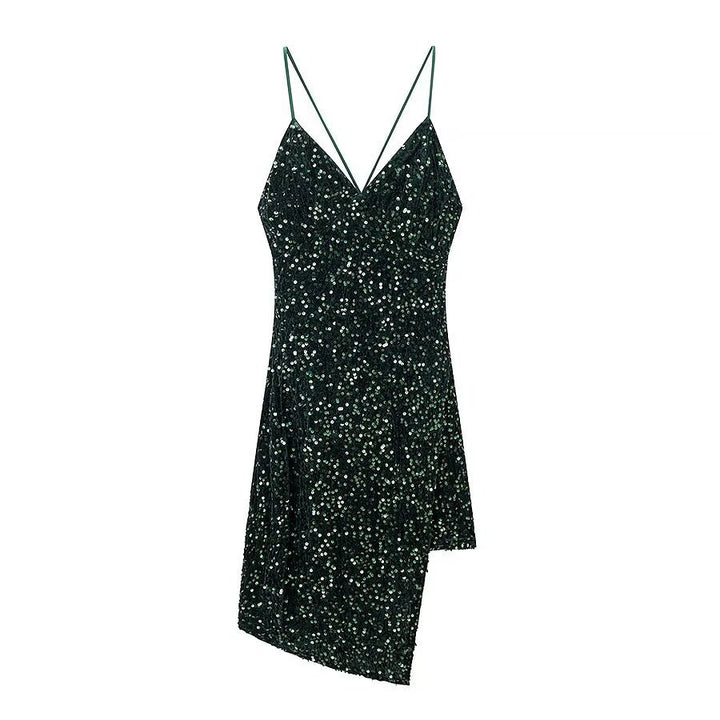 Damen Cocktailkleid mit schimmerndem Paillettenbesatz und asymmetrischem Saum Echo Archiv
