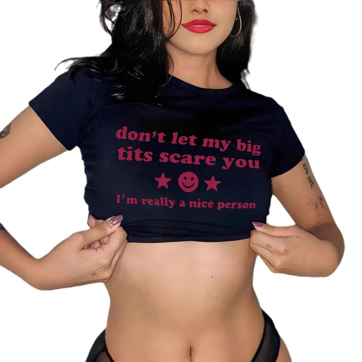 Damen Crop-T-Shirt mit inspirierendem Schriftzug Echo Archiv