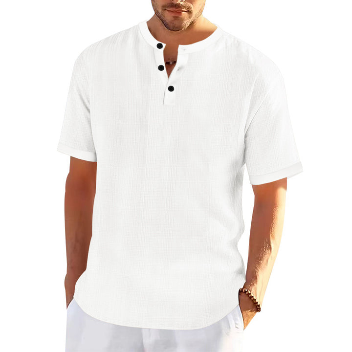 Herren modisches Kurzarmshirt mit Knopfleiste und strukturiertem Muster Echoarchiv