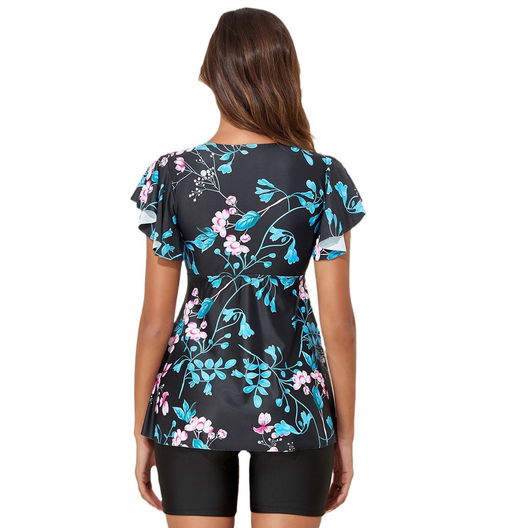 Damen Badeshirt mit Rüschen und integrierten Shorts Echo Archiv