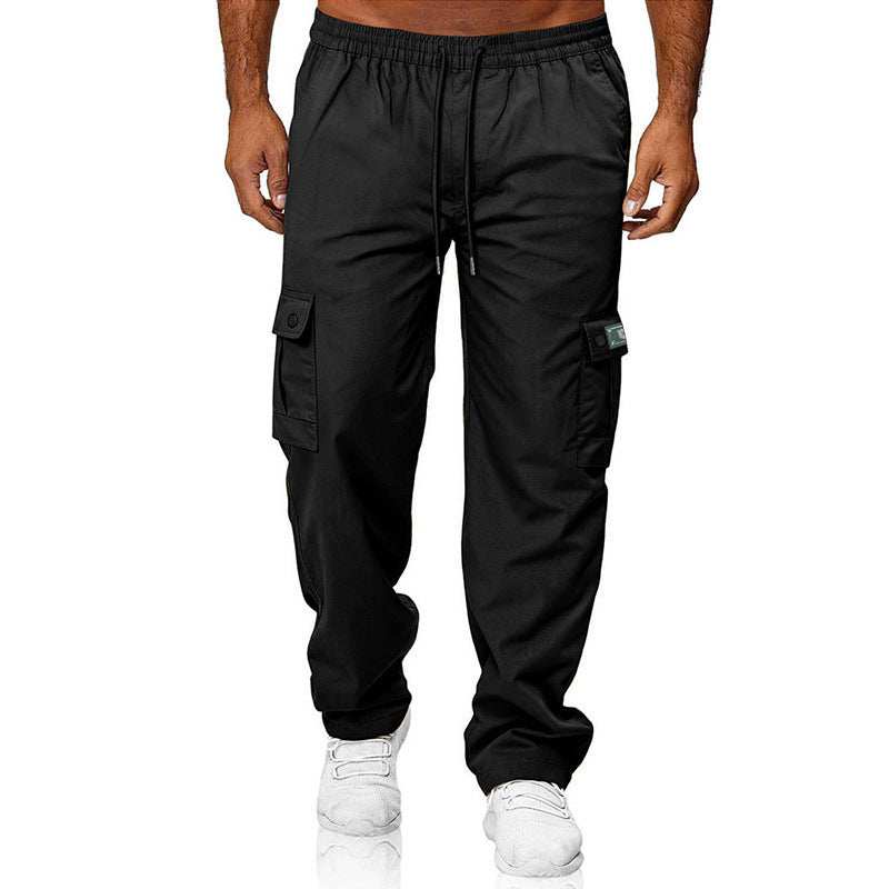 Herren Cargohose mit elastischem Bund, Kordelzug und Multifunktions-Taschen – Bravaro