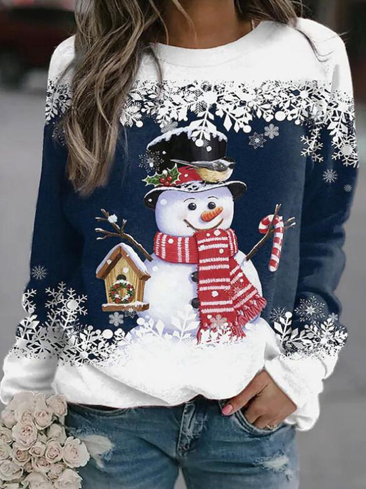 Damen nan weihnachtliches Sweatshirt mit Schneemann-Motiv und Rundhalsausschnitt Echo Archiv