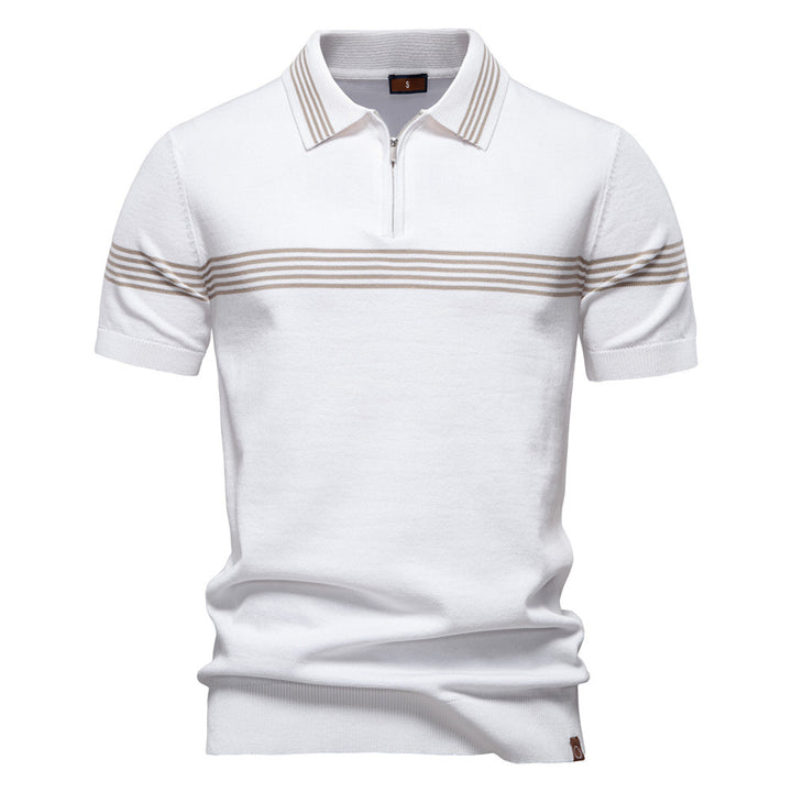 Herren Polo-Shirt mit elegantem Reißverschluss und sportlichem Streifenmuster Echoarchiv