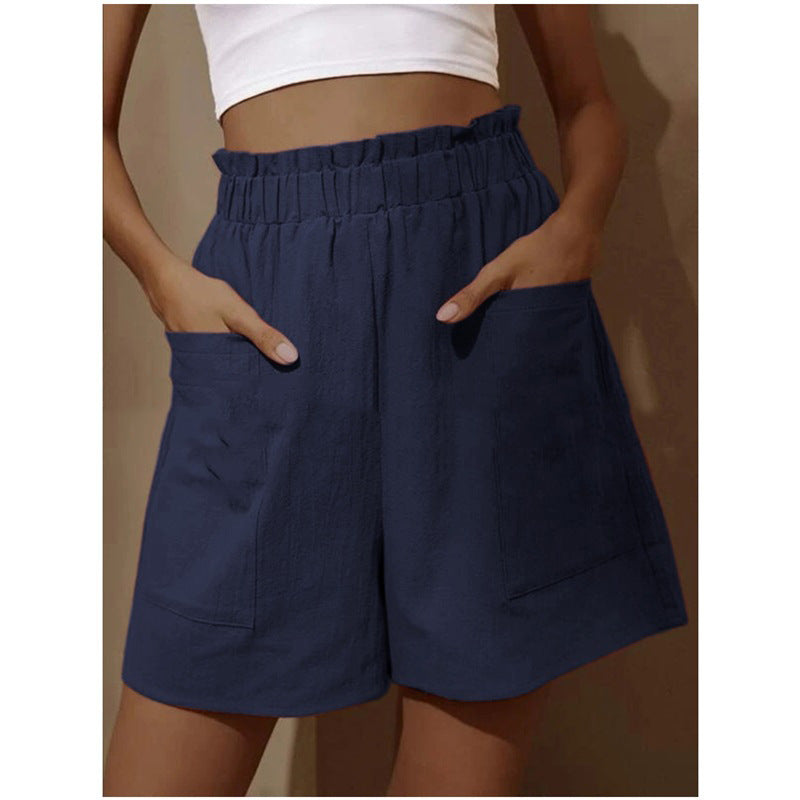 Damen lässige Leinen-Shorts mit elastischem Taillenzug und praktischen Seitentaschen Echoarchiv