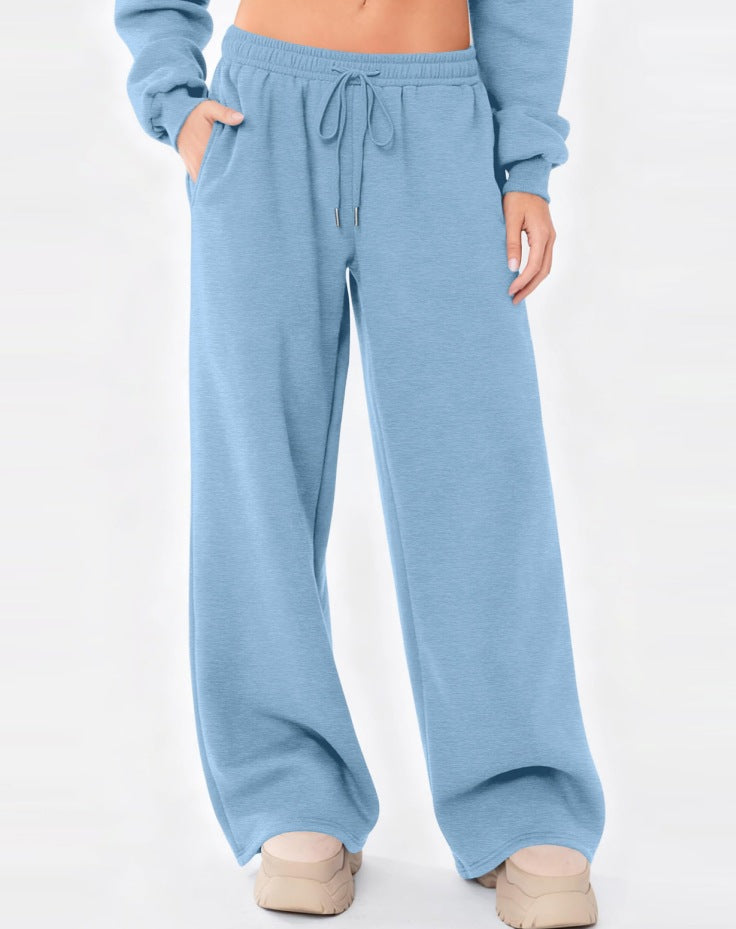 Damen weite Loungehose mit hohem Komfortbund, elastischem Tunnelzug und seitlichen Eingrifftaschen – Avélisse