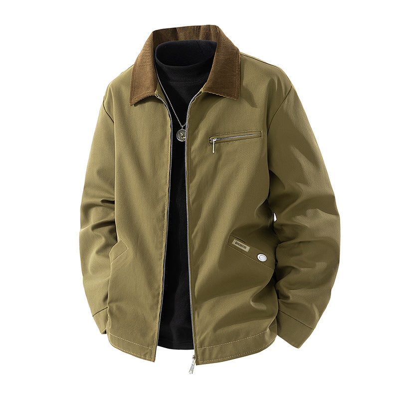 Herren Modische Übergangsjacke mit Cordkragen – Taviero