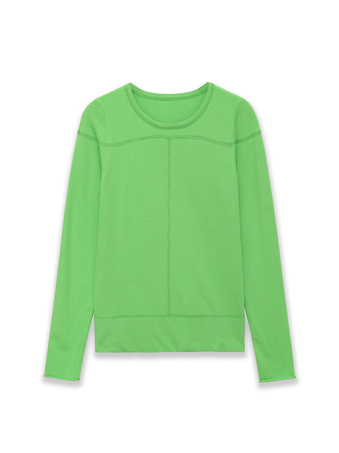 Damen Feiner Langarm-Strickpullover mit Rundhalsausschnitt und Flatlock‑Naht Echoarchiv
