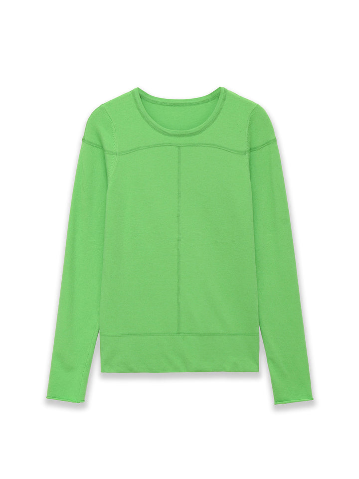 Damen Feiner Langarm-Strickpullover mit Rundhalsausschnitt und Flatlock‑Naht Echoarchiv