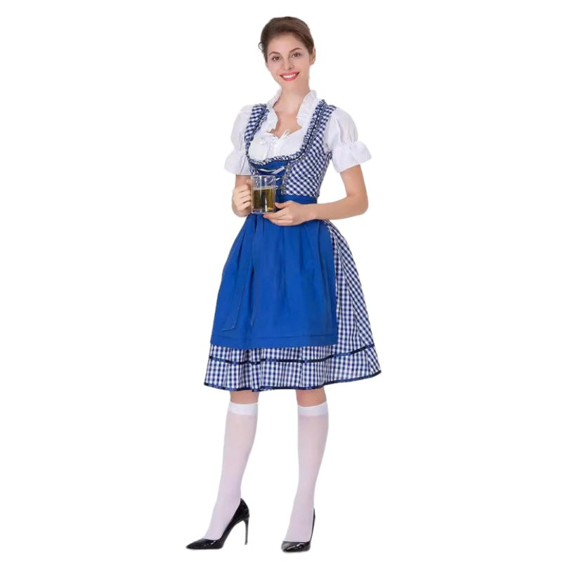 Damen nan traditionelles Oktoberfest Dirndl mit Rüschenbluse, geschnürtem Mieder und Schleifen-Schürze Echo Archiv