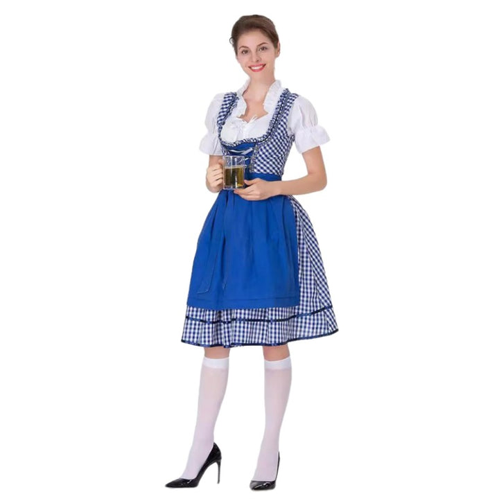 Damen nan traditionelles Oktoberfest Dirndl mit Rüschenbluse, geschnürtem Mieder und Schleifen-Schürze Echo Archiv