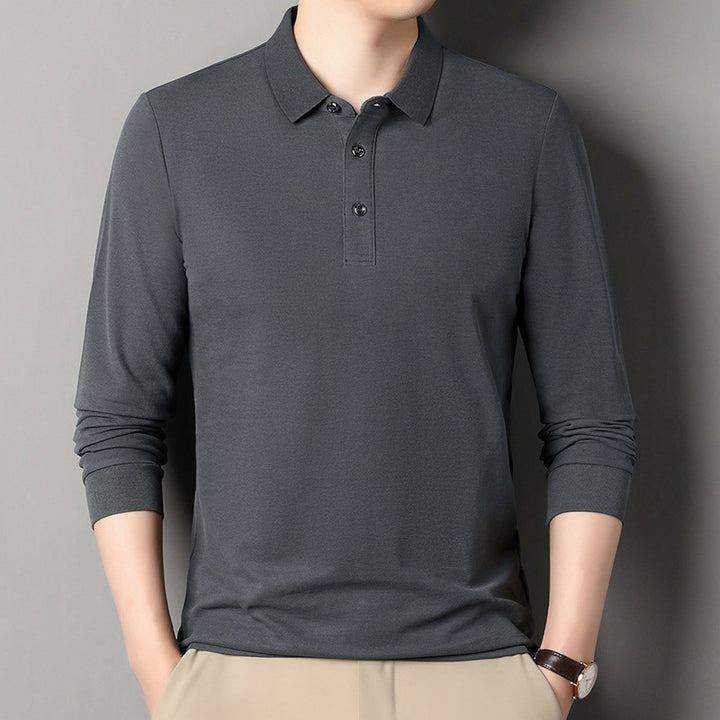 Herren Langarm‑Polo aus atmungsaktivem Baumwoll‑Stretch mit feinem Polokragen Echo Archiv