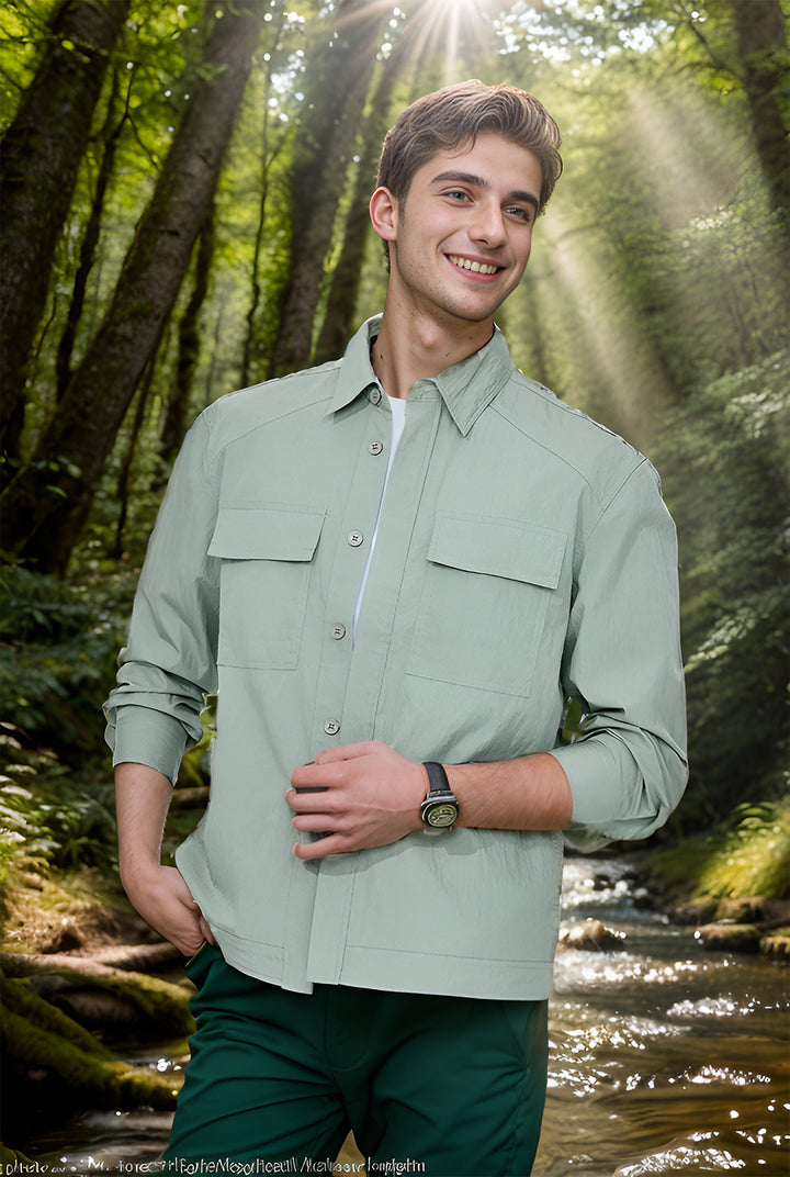 Herren lässige Hemdjacke mit praktischen Taschen Echoarchiv