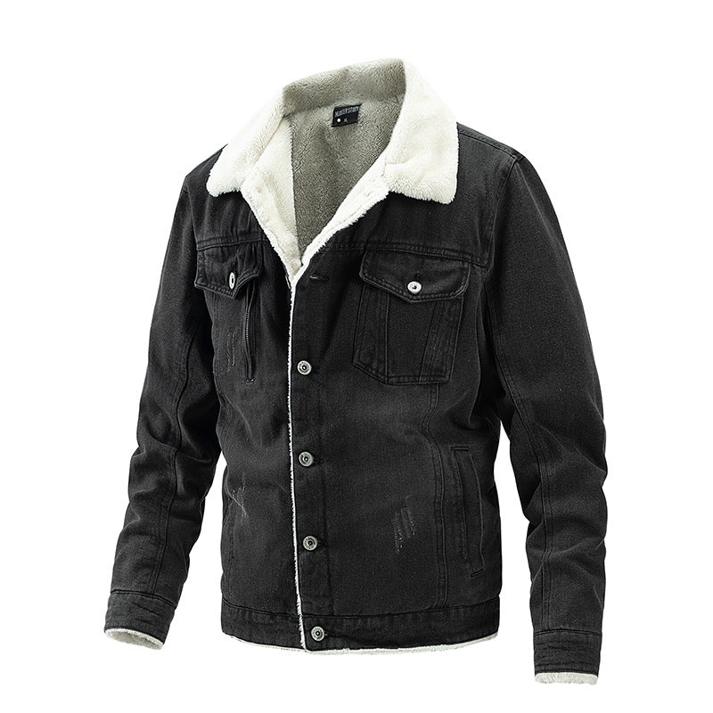 Herren Geprägte Jeansjacke mit Fleece-Innenfutter Echo Archiv