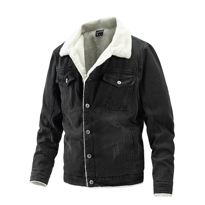 Herren Geprägte Jeansjacke mit Fleece-Innenfutter Echo Archiv