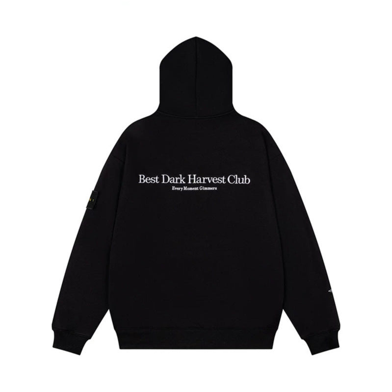 Unisex Oversize Kapuzenpullover mit Gothic-Kreuz-Print, Kängurutasche und Rippbündchen Echoarchiv