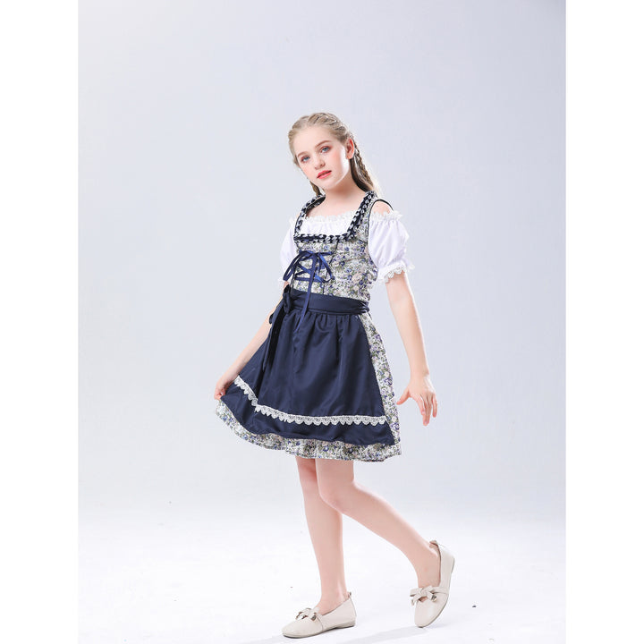 Damen nan traditionelles Dirndlkleid für Mädchen mit Schnürkorsett Puffärmeln und Spitzenschürze Echo Archiv