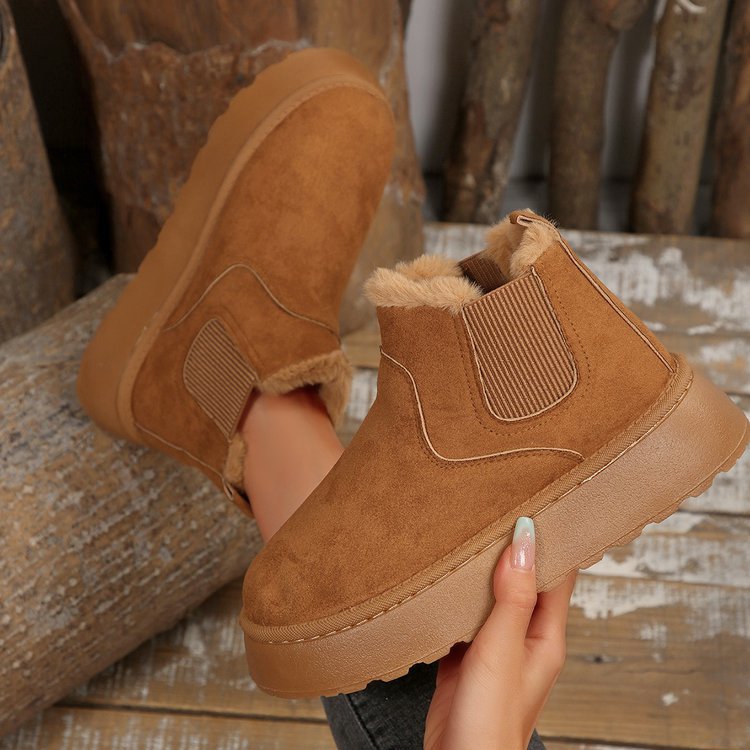 Damen Gefütterte Chelsea‑Stiefeletten aus Wildlederoptik mit elastischer Seitenblende und profilierter Gummisohle Echoarchiv