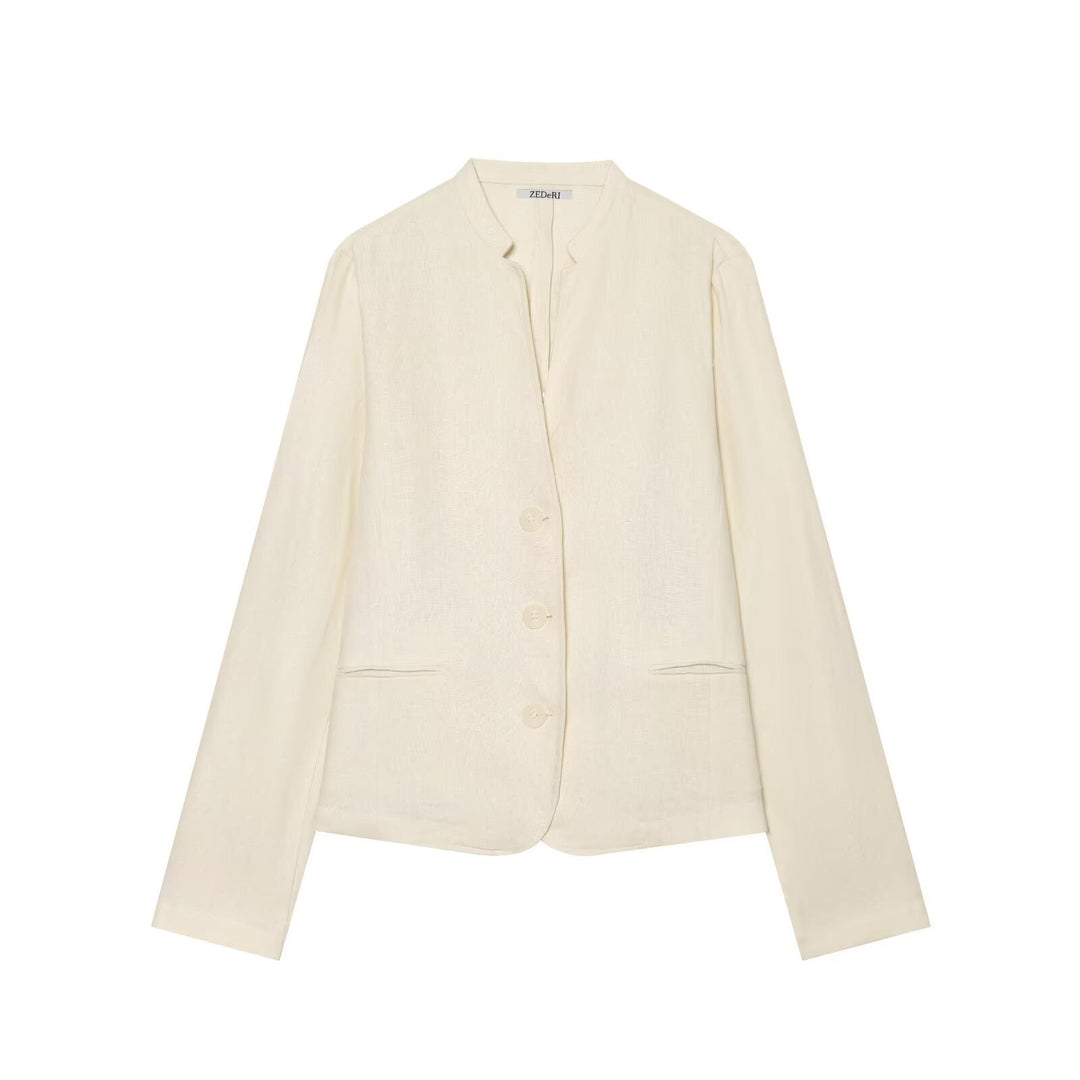 Damen Leichte taillierte Blazerjacke mit Stehkragen und Drei-Knopf‑Verschluss Echo Archiv