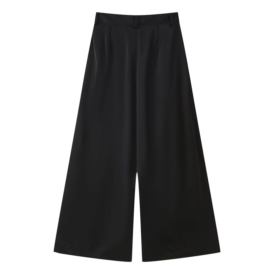 Damen weite Highwaist Culotte-Hose mit Bundfalten, Gürtelschlaufen und Knopfverschluss – Avélisse