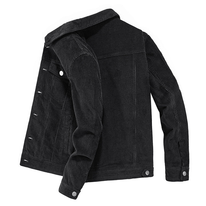 Herren Feincord-Workerjacke im Trucker-Schnitt mit verdeckter Knopfleiste – Taviero