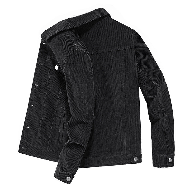 Herren Cordjacke im Truckerstil mit Feincordstruktur und Druckknopfverschluss Echoarchiv