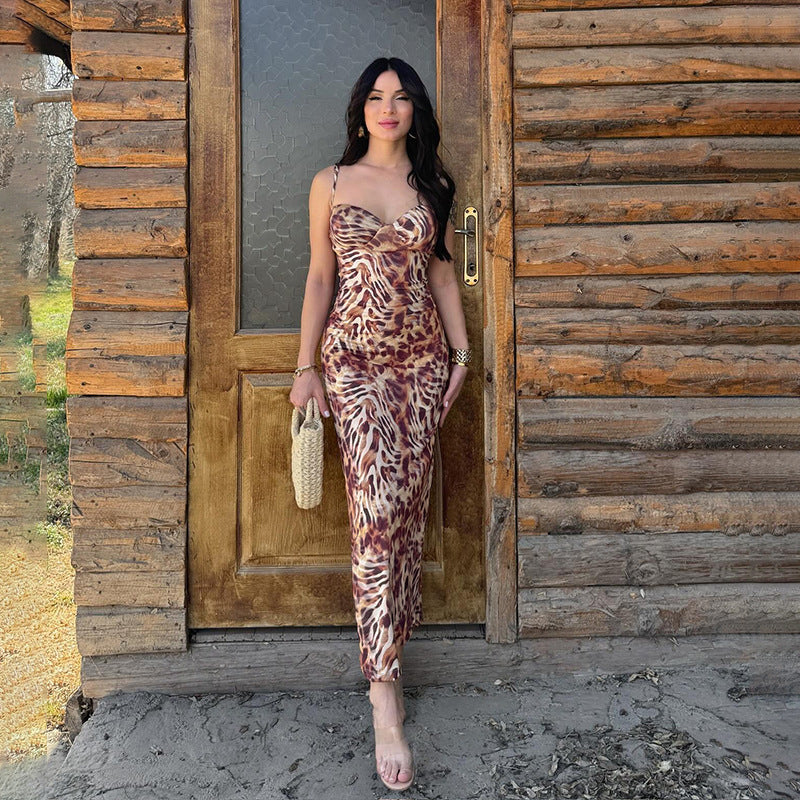 Damen Maxikleid mit elegantem Tiermuster Echo Archiv