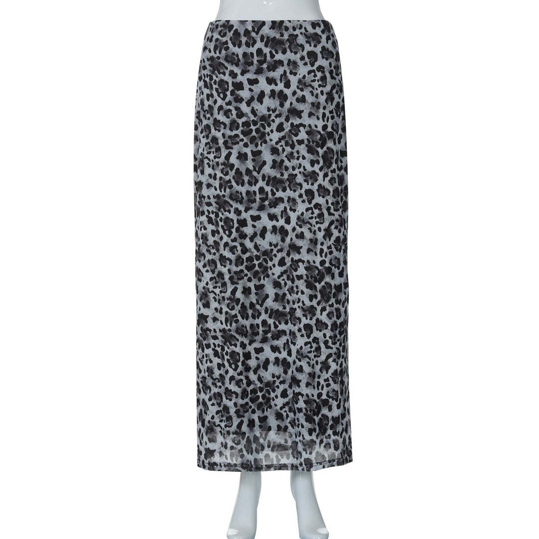 Damen Maxi-Rock mit elegantem Leoprint und hohem Schlitz Echo Archiv