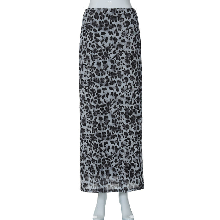Damen Maxi-Rock mit elegantem Leoprint und hohem Schlitz Echo Archiv