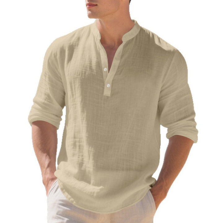Herren Langarm-Henley-Shirt mit bequemen Knöpfen und lässigem Schnitt Echoarchiv