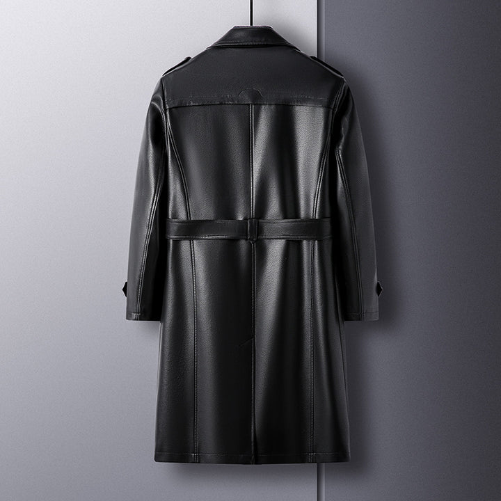 Herren Moderner Kunstleder Trenchcoat Echo Archiv