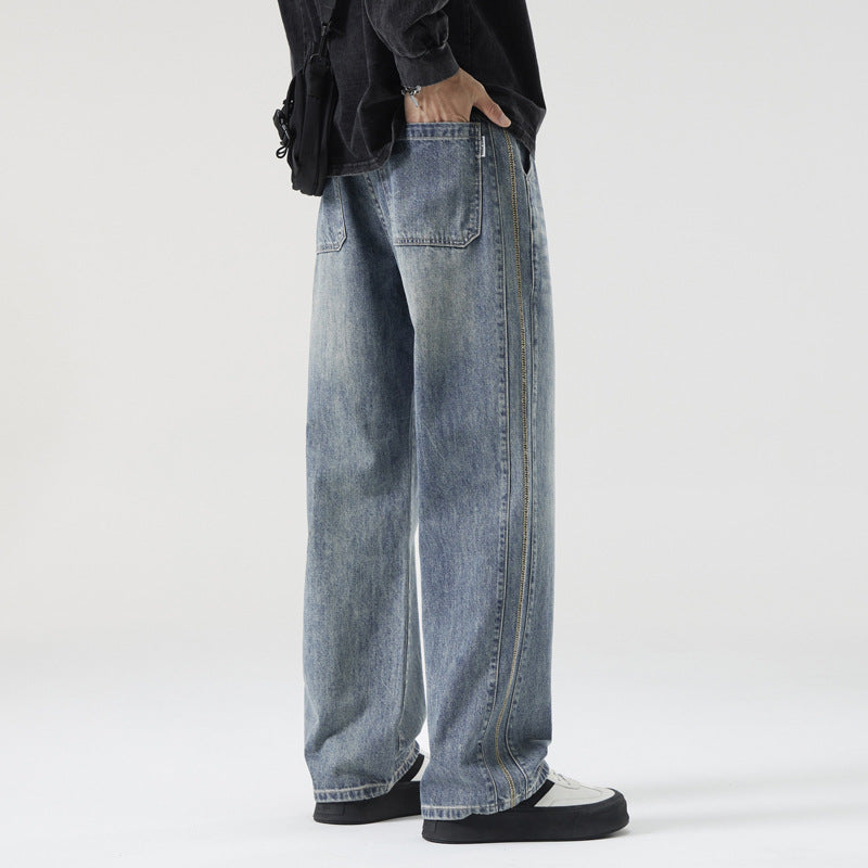 Herren Weite Vintage-Denimjeans mit Used-Waschung und geradem Bein Echo Archiv