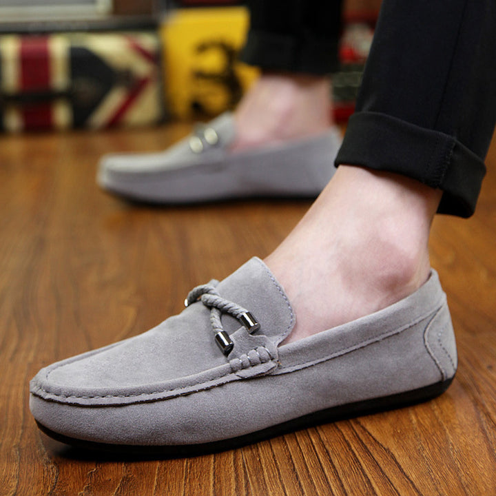 Damen weicher Veloursleder Mokassin Loafer mit geflochtener Dekorschnur und flexibler Gummisohle Echo Archiv