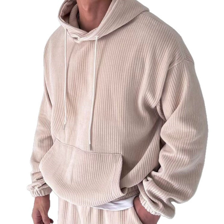 Herren Kuscheliger Hoodie mit Rippstruktur und praktischer Kängurutasche Echoarchiv