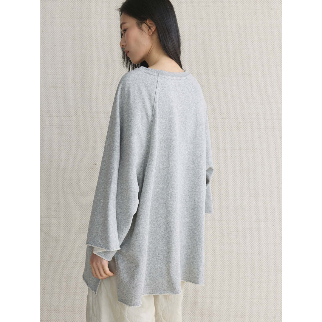 Damen Oversized Sweatshirt mit rohem Halsausschnitt und weiten Raglanärmeln Echoarchiv