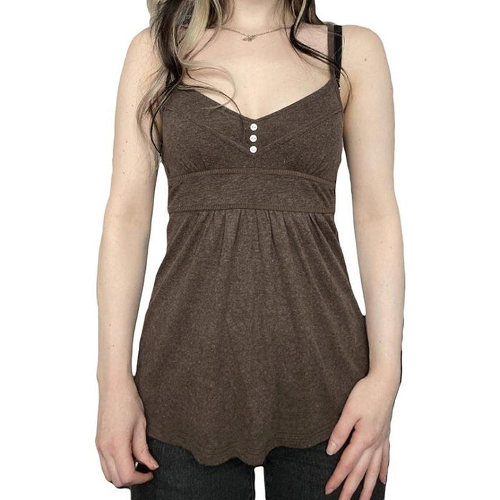 Damen lässiges Trägerkleid mit Knopfdetails und swingendem Schnitt Echo Archiv